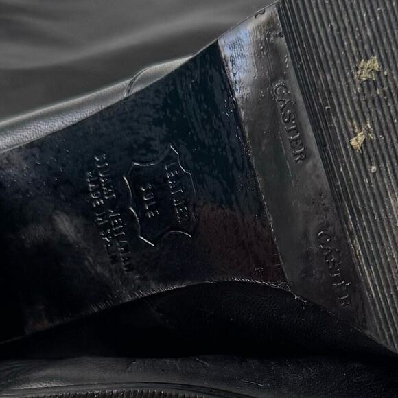 Stuart Weitzman leather knee high pull on heeled boots black size 9.5 - Picture 3 of 17